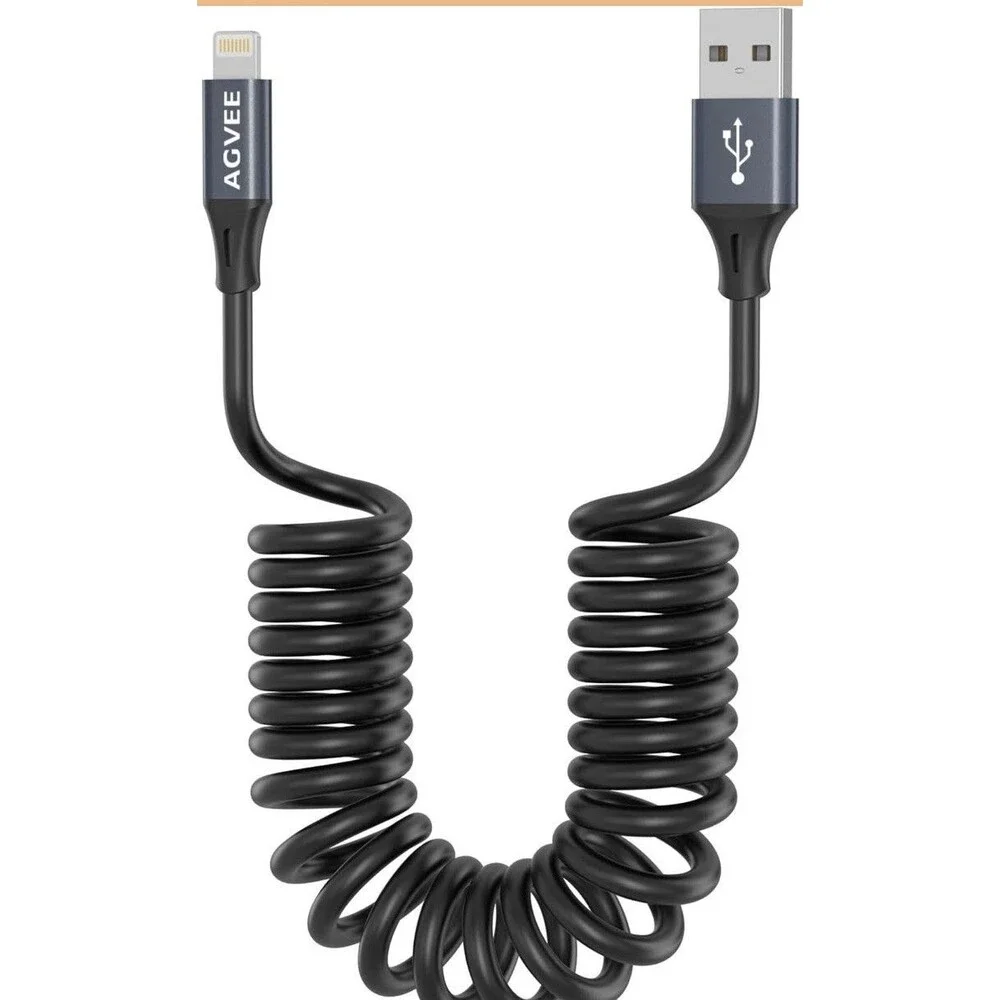 3Ft Coiled Short USB Lightning 3A Charging Cable [MFI Certified] Fast iPhone IPA